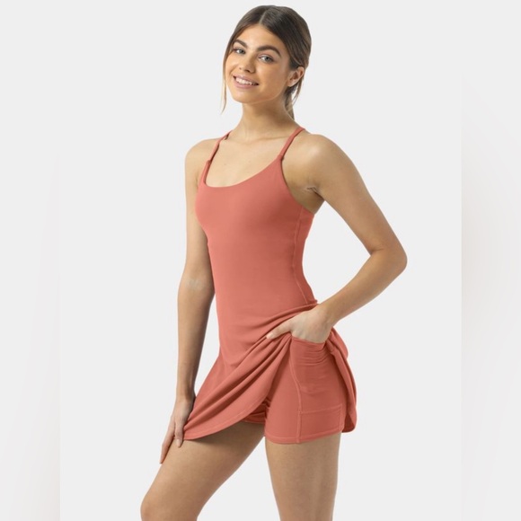 HALARA Pants - NWT Halara Everyday Cloudful Air 2-in-1 Activity Dress Coral S